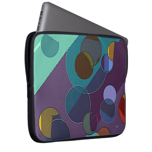 Capa Para Notebook Abstrato Círculos e Eletrônicos de anéis (Frente Esquerda)