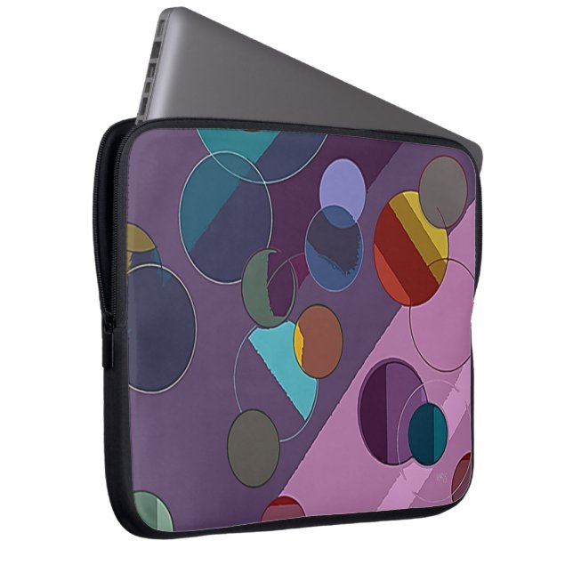 Capa Para Notebook Abstrato Círculos e Eletrônicos de anéis (Frente Esquerda)