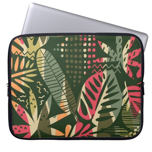Capa Para Notebook Abstrato com folhas tropicais. Ha (Frente)