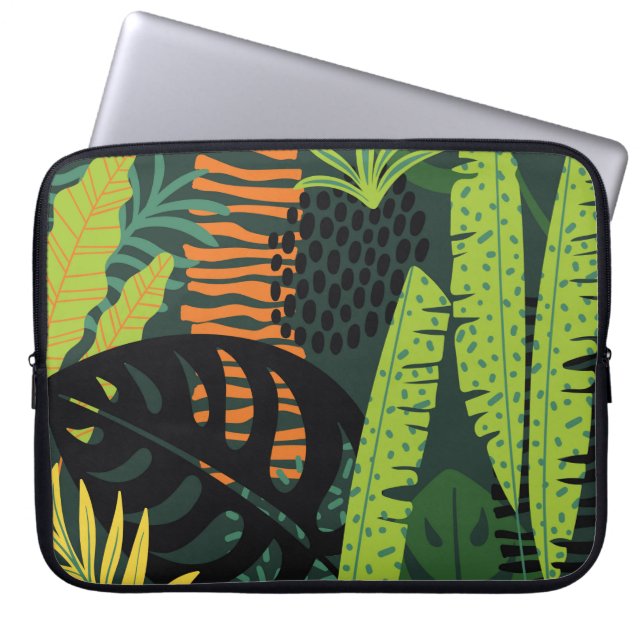 Capa Para Notebook Abstrato com folhas tropicais. Ha (Frente)