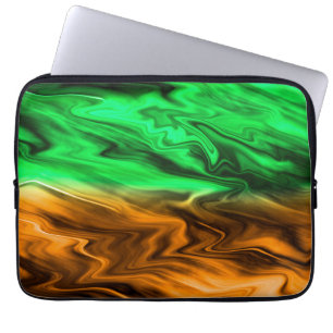 Capa Para Notebook Abstrato com manchas indefinidas em verde laranja