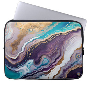Capa Para Notebook Abstrato de Ametista e Turquesa