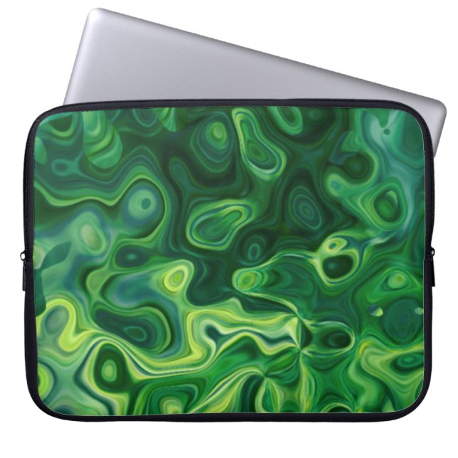 Capa Para Notebook Abstrato de Arte de Padrão Verde Amoba (Frente)