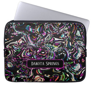 Capa Para Notebook Abstrato de arte personalizada roxa preta