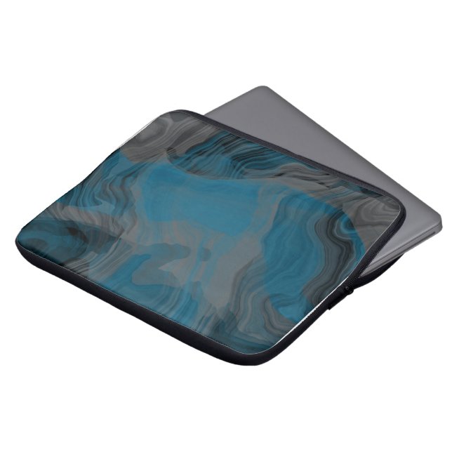 Capa Para Notebook Abstrato de Mármore Azul e Cinza (Frente Topo)