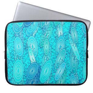 Capa Para Notebook abstrato de "Vinil Blues" - turquesa, azul, branco