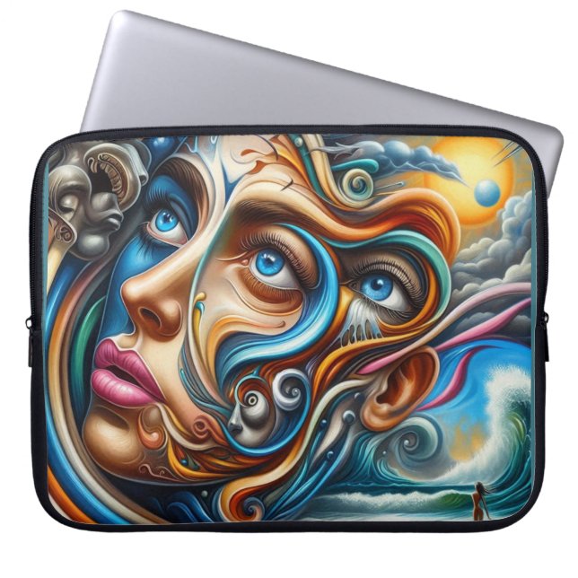 Capa Para Notebook Abstrato Dreamscape Ocean Serenity & Cosmic Wonder (Frente)