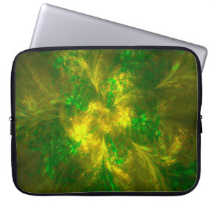 Capa Para Notebook Abstrato Flor, Padrões Amarelos E Verdes
