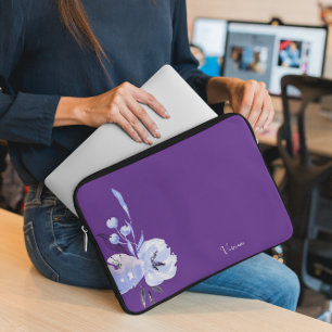 Capa Para Notebook Abstrato Floral Roxo Elegante