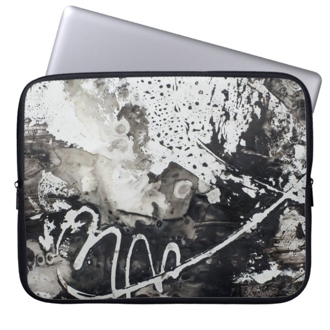 Capa Para Notebook Abstrato fundo preto e branco (Frente)