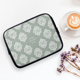 Capa Para Notebook Abstrato Geométrico Clássico do Damasco Verde