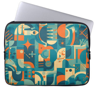 Capa Para Notebook Abstrato Geométrico Laranja e Azul