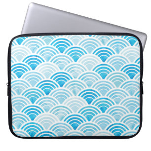 Capa Para Notebook Abstrato geométrico sem costura, com água azul