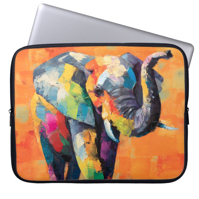 Capa Para Notebook Abstrato Happy Rainbow Elephant (Frente)