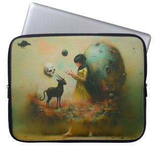 Capa Para Notebook Abstrato Horns Cat Skull oculta Darchy AI Art