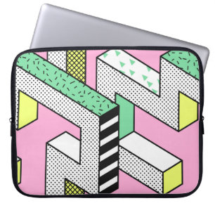 Capa Para Notebook Abstrato Memphis Padrões sem costura com 3d Geome