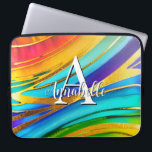 Capa Para Notebook Abstrato Modern Art Color Swirls e Dourado Metálic<br><div class="desc">Esta design de bolsa de laptop de arte abstrato moderna é atraente para os olhos e faz uma afirmação verdadeira com as suas cores e texturas ricas e joias, entrelaçadas com um metal dourado falso. Vivo e atordoante. Adicione um nome e inicial para personalizá-lo. Criado pela imprensa simplesmente de farmácia....</div>