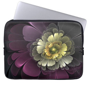 Capa Para Notebook Abstrato Modern Purpur Khaki Cinza Flor Fractal
