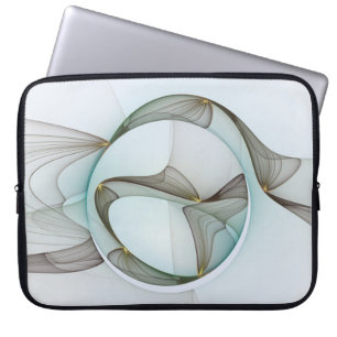 Capa Para Notebook Abstrato Modern Turquoise Brown Dourada Elegância