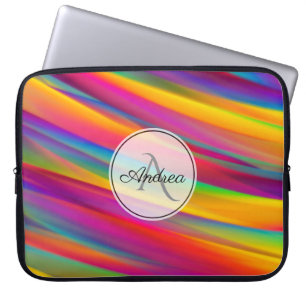 Capa Para Notebook Abstrato Monograma Gradiente Arco-Íris
