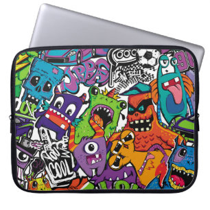 Capa Para Notebook Abstrato monstros histórias em quadrinhos sem cost