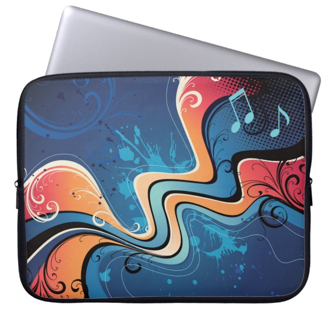 Capa Para Notebook Abstrato Music Background Bolsa de laptop (Frente)