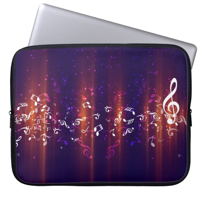 Capa Para Notebook Abstrato Music Notes Bolsa de laptop de Fundo (Frente)