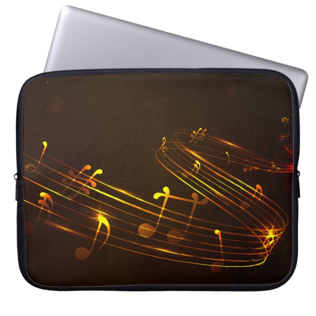Capa Para Notebook Abstrato Music Notes Bolsa de laptop de Fundo (Frente)