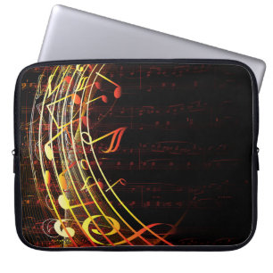 Capa Para Notebook Abstrato Music Notes Bolsa de laptop de Fundo