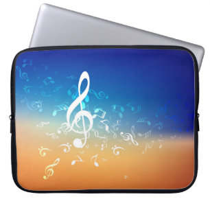Capa Para Notebook Abstrato Music Notes Bolsa de laptop de Fundo