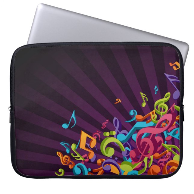 Capa Para Notebook Abstrato Music Notes Bolsa de laptop de Fundo (Frente)