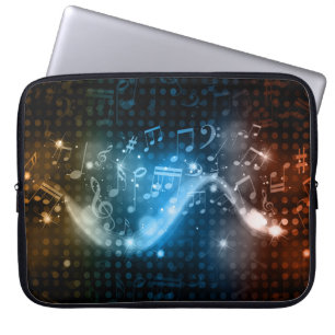 Capa Para Notebook Abstrato Music Notes Bolsa de laptop de Fundo