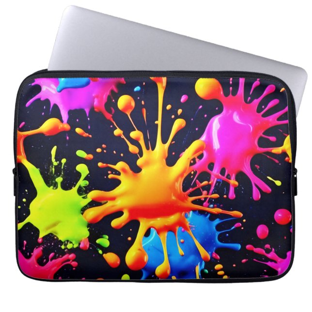 Capa Para Notebook Abstrato Neon Paint Splash Trabalho de arte (Frente)