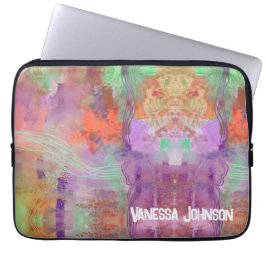 Capa Para Notebook Abstrato pessoal psicodélico único verde verde