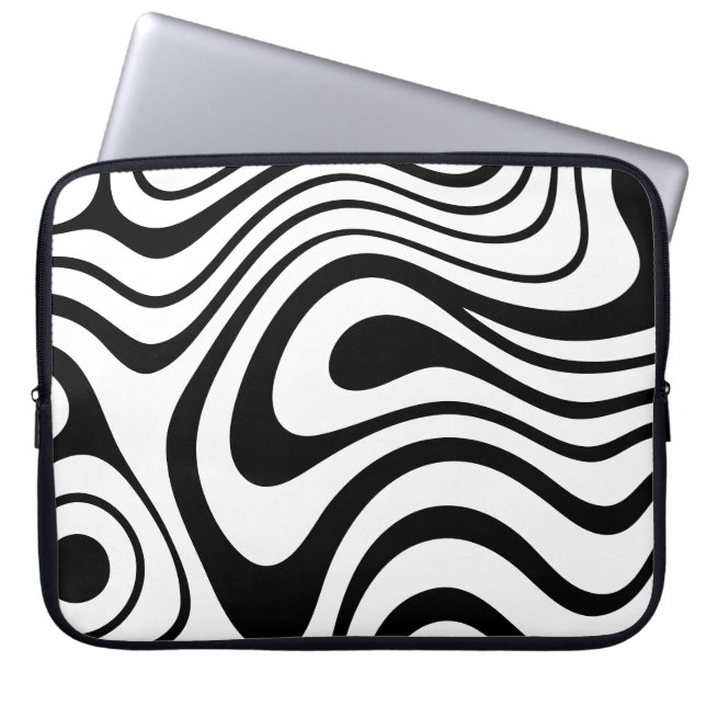 Capa Para Notebook Abstrato Preto e Branco Estilo Mármore (Frente)