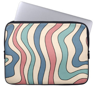 Capa Para Notebook Abstrato Retro 70s Marble Blue Groovy Padrão