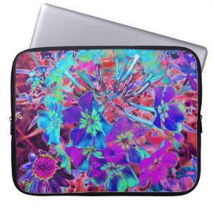 Capa Para Notebook Abstrato Roxo e Flor Azul