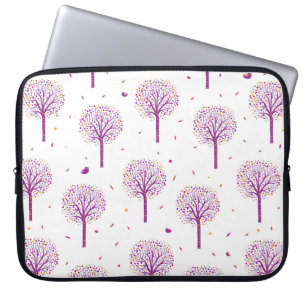 Capa Para Notebook Abstrato sem costura com árvores em branco