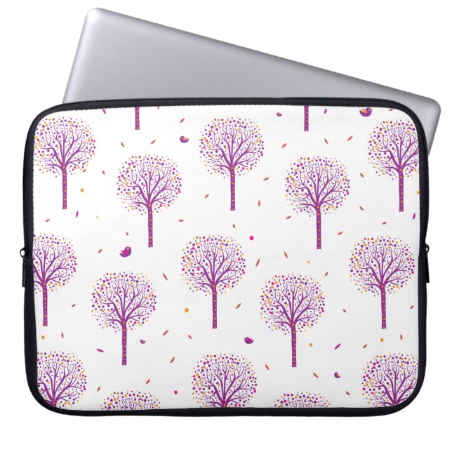 Capa Para Notebook Abstrato sem costura com árvores em branco (Frente)