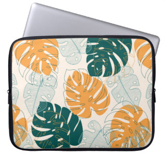 Capa Para Notebook Abstrato sem costura com folhas tropicais e
