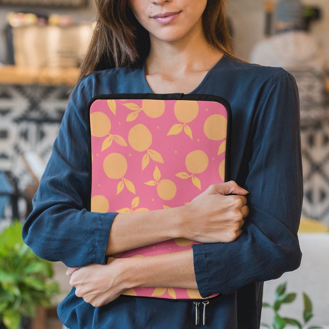 Capa Para Notebook Abstrato tangerina, padrão rosa e amarelo (Criador carregado)