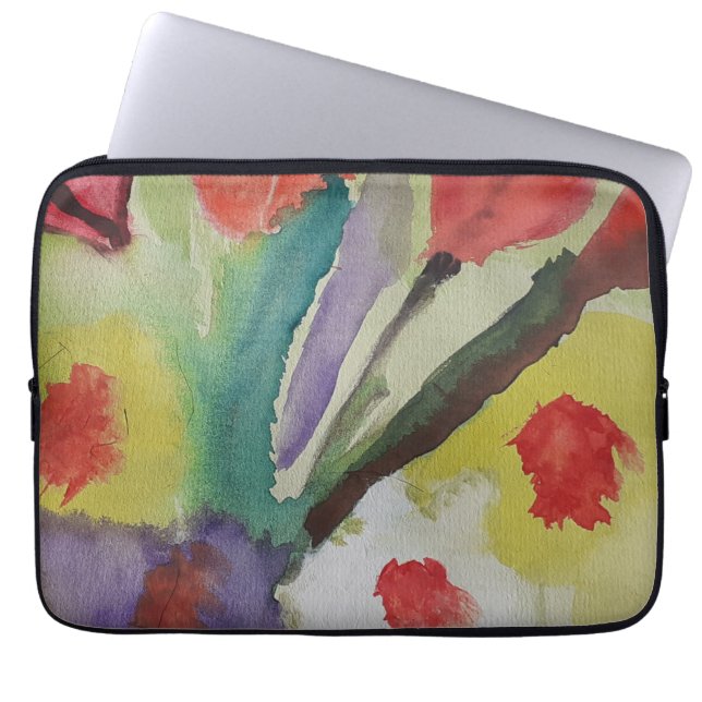 Capa Para Notebook Abstrato Tulipas e Bolsa de laptop de Flores de Mo (Frente)