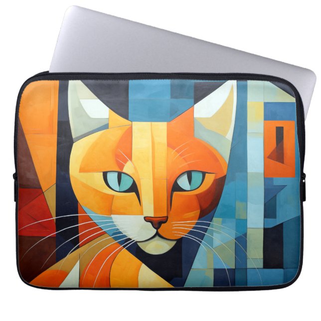 Capa Para Notebook Abstrato Whiskers: Gato Laranja (Frente)