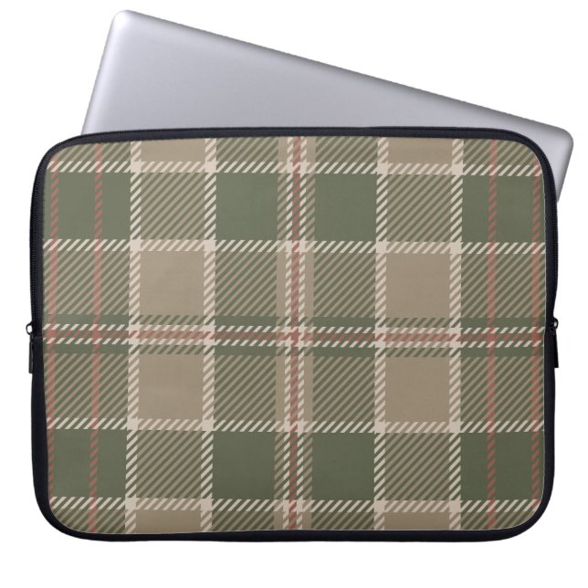 Capa Para Notebook Academia Taupe e Green Tartan (Frente)