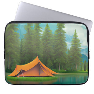Capa Para Notebook Acampamento da arte Tensão no lago dos bosques