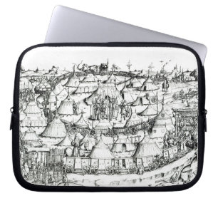 Capa Para Notebook Acampamento militar medieval, de um livro, bar. 18