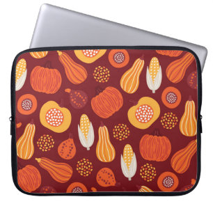 Capa Para Notebook Ação de Graças Pumpkin Brown Seamless Pattern.