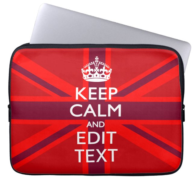 Capa Para Notebook Acentos vermelhos Mantenha Calmo seu texto na band (Frente)