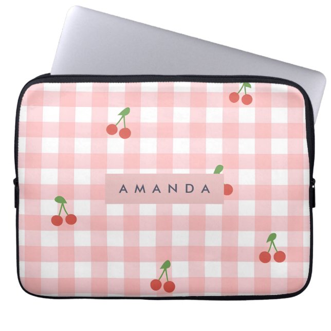 Capa Para Notebook Acessórios Personalizados Xadrez Cereja Chic (Frente)