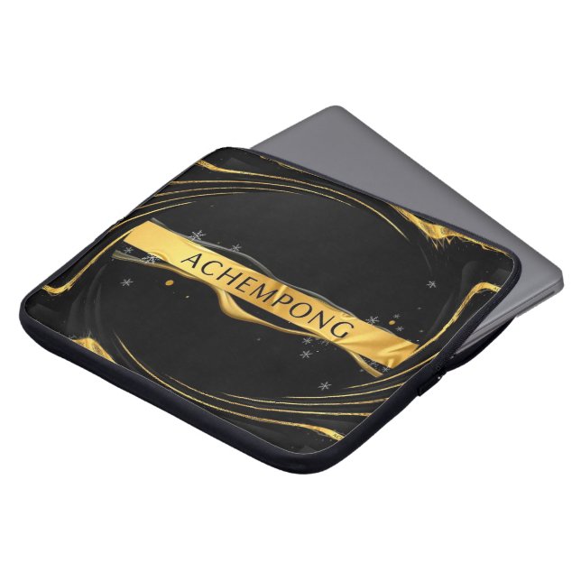 Capa Para Notebook Achempong: Auric Cascade Fluxo de Ouro Líquido Pro (Frente Topo)